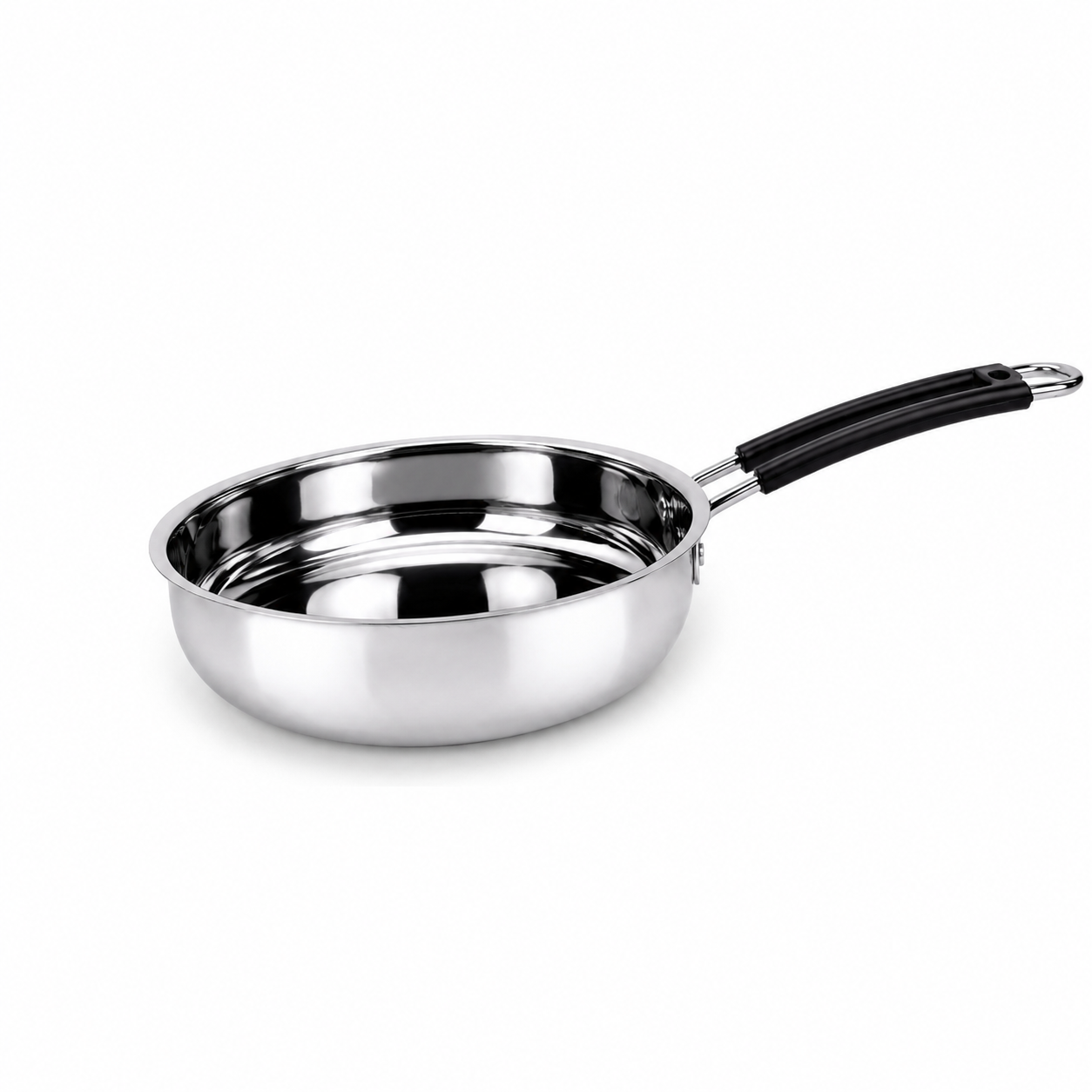 IndiChef Stainless Steel Induction friendly Fry Pan with Lid | Heavy Gauge Steel Frypan | Gas Stove & Induction Friendly | Heavy Bottom Cookware |