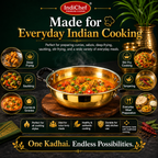 IndiChef Brass Kadahi in heavy weight | Gas Stove & Induction Friendly | Insulated Heat-Resistant Handle | Pure Pital/Brass Tea Pan| Chemical-Free