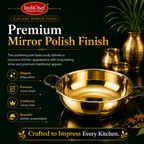 IndiChef Brass Kadahi in heavy weight | Gas Stove & Induction Friendly | Insulated Heat-Resistant Handle | Pure Pital/Brass Tea Pan| Chemical-Free