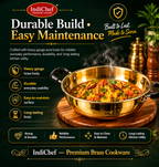 IndiChef Brass Kadahi in heavy weight | Gas Stove & Induction Friendly | Insulated Heat-Resistant Handle | Pure Pital/Brass Tea Pan| Chemical-Free