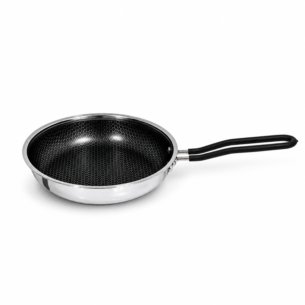 IndiChef Honeycomb Triply Stainless Steel Fry Pan with Lid | Heavy-Duty Base for Less-Oil, Healthy Cooking | Suitable for Induction & Gas | Durable, Scratch-Resistant Surface | 60 month warranty