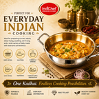 IndiChef Brass Triply Kadahi in heavy weight with Lid | Gas Stove & Induction Friendly | Insulated Heat-Resistant Handle | Pure Pital/Brass Tea Pan with Triply body | Chemical-Free