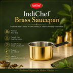 IndiChef Brass Saucepan Tea pan Milk pan in heavy weight | Gas Stove & Induction Friendly | Insulated Heat-Resistant Handle | Pure Pital/Brass Tea Pan  | Chemical-Free