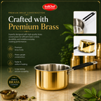 IndiChef Brass Saucepan Tea pan Milk pan in heavy weight | Gas Stove & Induction Friendly | Insulated Heat-Resistant Handle | Pure Pital/Brass Tea Pan  | Chemical-Free