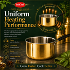 IndiChef Brass Saucepan Tea pan Milk pan in heavy weight | Gas Stove & Induction Friendly | Insulated Heat-Resistant Handle | Pure Pital/Brass Tea Pan  | Chemical-Free
