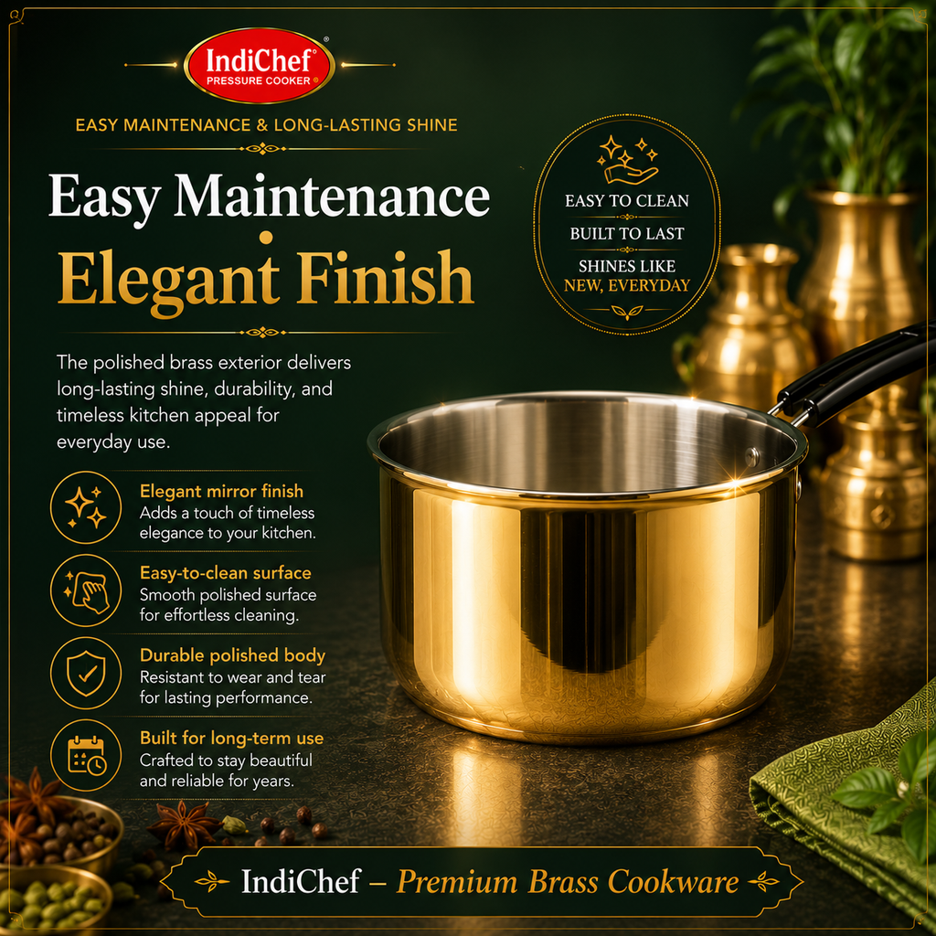 IndiChef Brass Saucepan Tea pan Milk pan in heavy weight | Gas Stove & Induction Friendly | Insulated Heat-Resistant Handle | Pure Pital/Brass Tea Pan  | Chemical-Free
