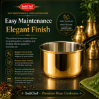 IndiChef Brass Saucepan Tea pan Milk pan in heavy weight | Gas Stove & Induction Friendly | Insulated Heat-Resistant Handle | Pure Pital/Brass Tea Pan  | Chemical-Free