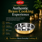 IndiChef Brass Frypan in heavy weight | Gas Stove & Induction Friendly | Insulated Heat-Resistant Handle | Pure Pital/Brass Tea Pan | Chemical-Free