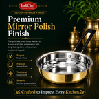 IndiChef Brass Frypan in heavy weight | Gas Stove & Induction Friendly | Insulated Heat-Resistant Handle | Pure Pital/Brass Tea Pan | Chemical-Free