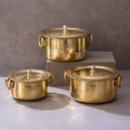 Set of 3 Brass Patilas / Milk Topias (1L, 3L, 5L)