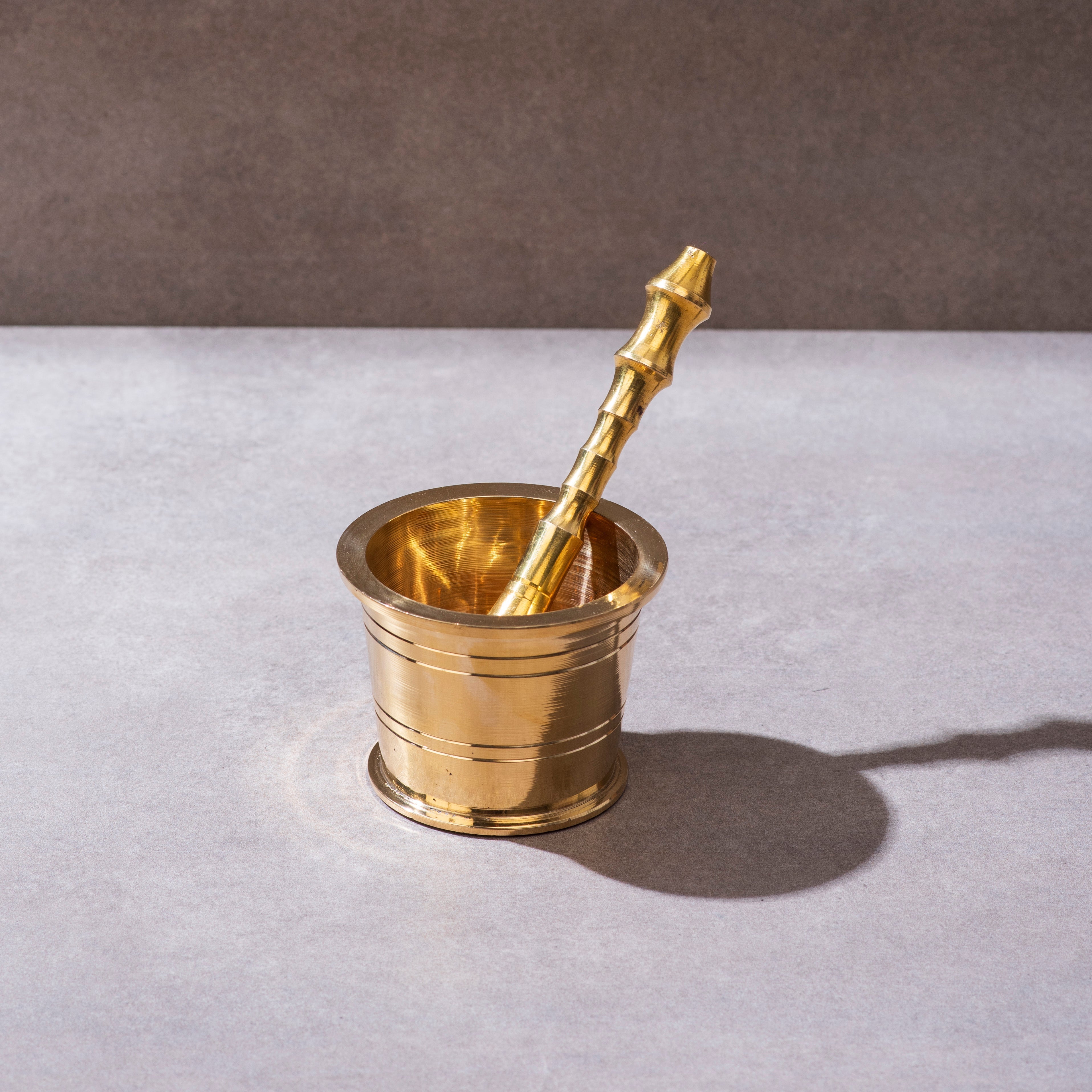 Chai Starter Kit (Brass Saucepan with Insulated handle + Brass Mortar and Pestle)
