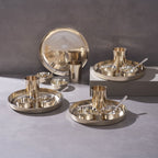 Kansa Dinner Thaali/Plate Set (10.5" Thaali/Plate) - 20 pieces dinner set (4 Thaalis, 8 Bowls, 4 Glasses and 4 Spoons)