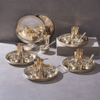 Kansa Dinner Thaali/Plate Set (10.5" Thaali/Plate) - 30 pieces dinner set (6 Thaalis, 12 Bowls, 6 Glasses and 6 Spoons)
