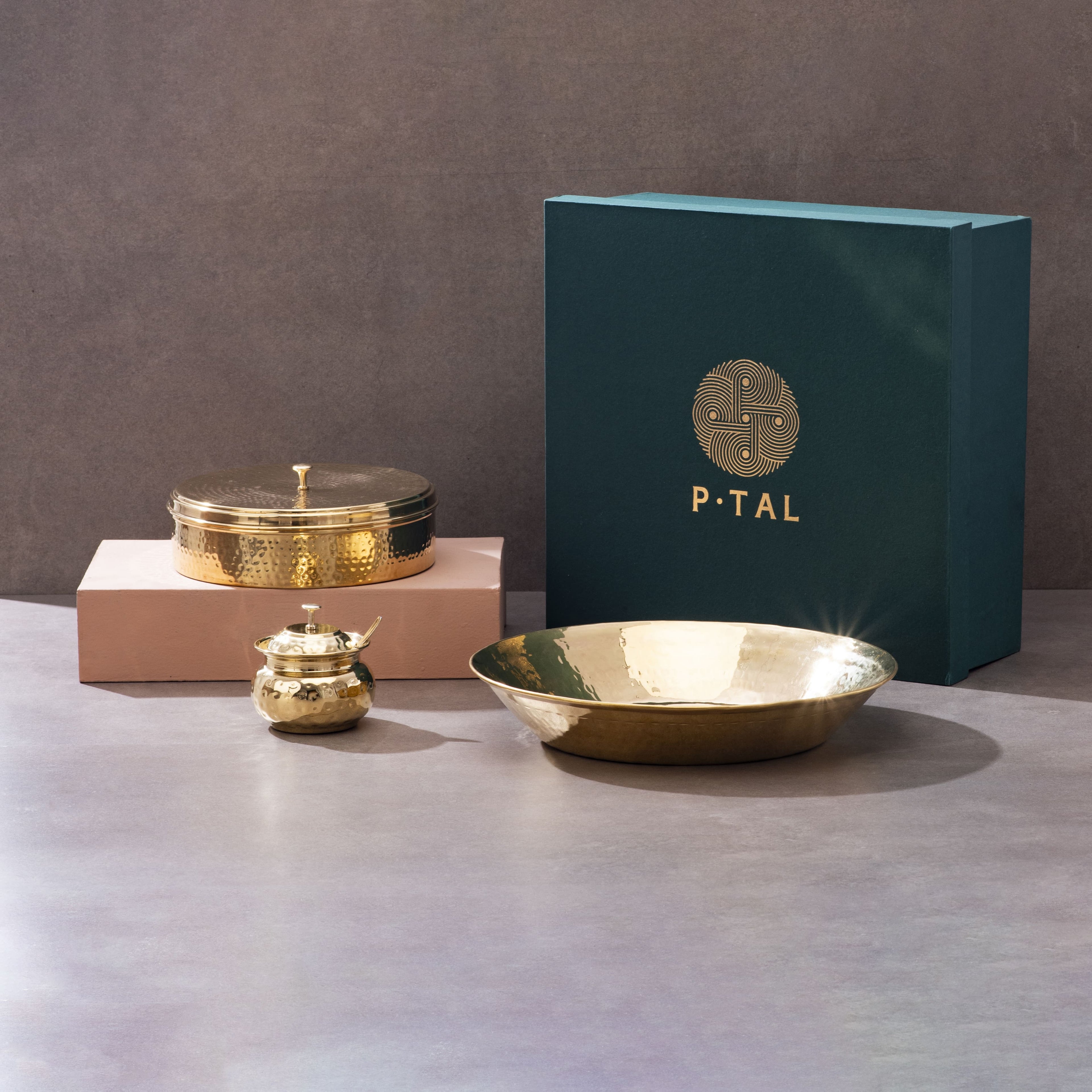 Kitchen Essentials Set (Masala box + Ghee pot + Paraat) In A Gift Box