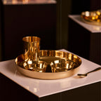 Kansa Dinner Thaali/Plate Set (10.5" Thaali) - 5 pieces (1 Thaali, 2 Bowls, 1 glass and 1 spoon)