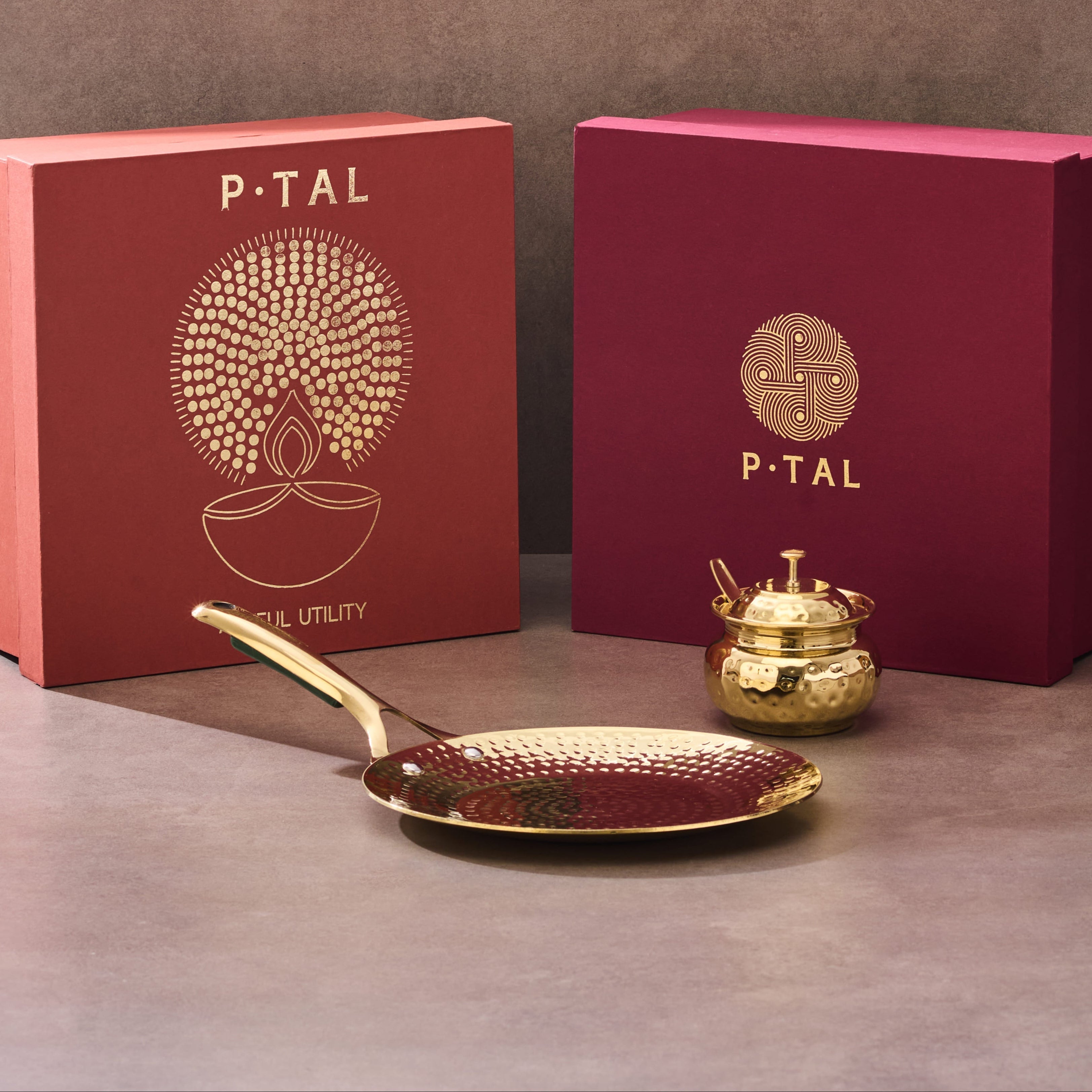 Brass Roti Tawa with Insulated handle And Ghee Pot Combo