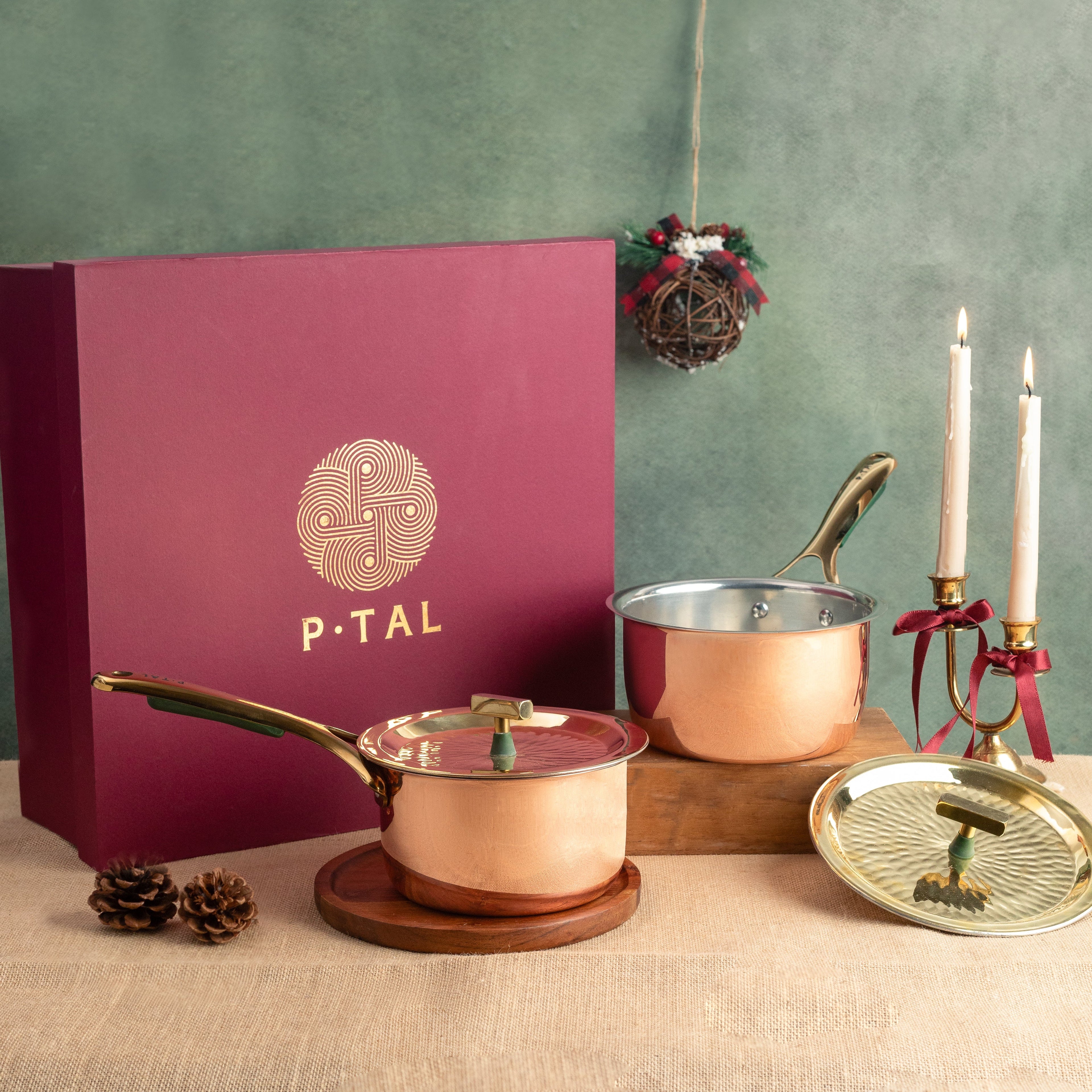 Copper Saucepans Set (Set of 2 Copper Saucepans with lids)