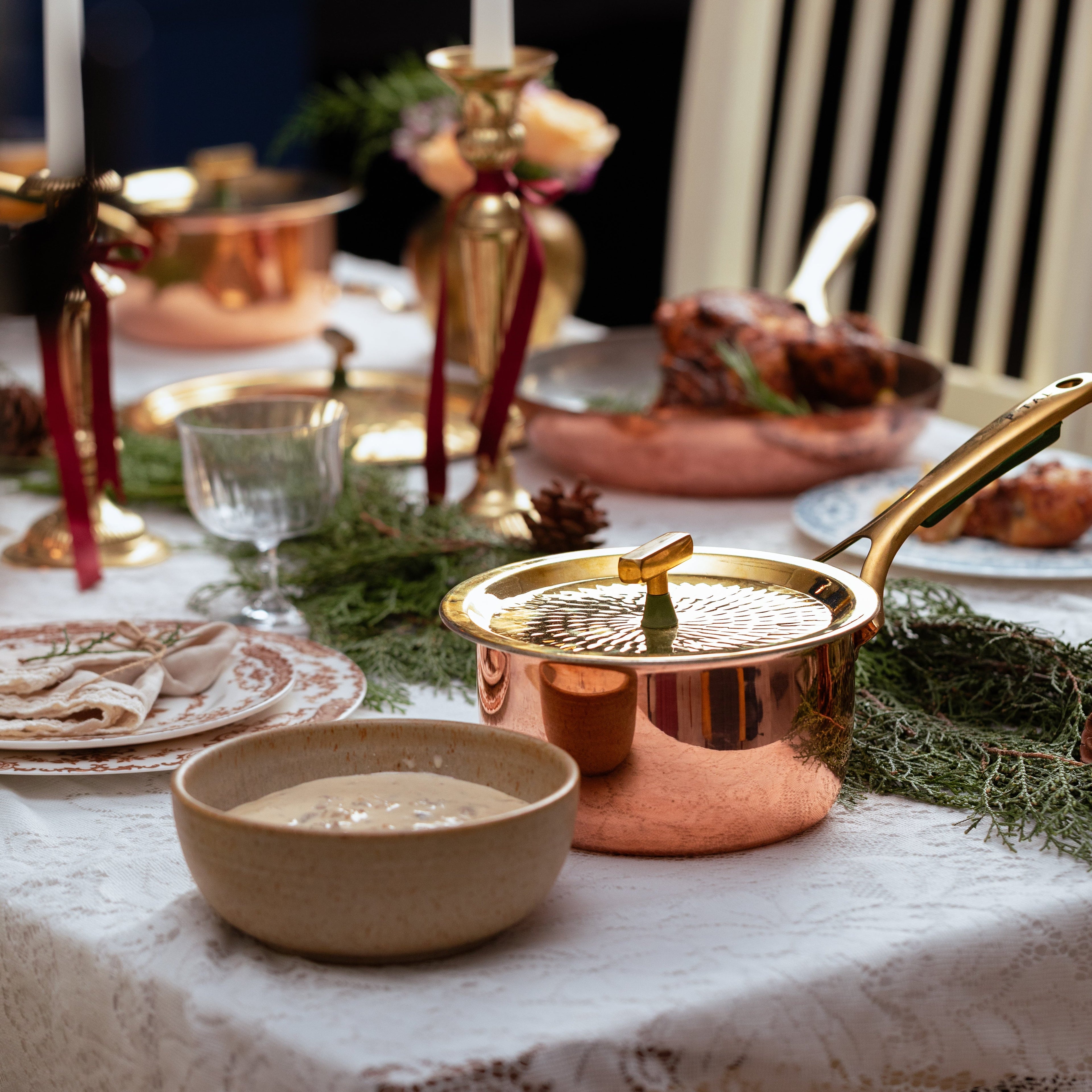 Copper Saucepans Set (Set of 2 Copper Saucepans with lids)
