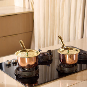 Copper Saucepans Set (Set of 2 Copper Saucepans with lids)