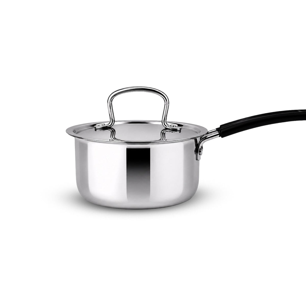 IndiChef Stainless Steel Saucepan with Lid | Heavy Gauge Tea Pan & Milk Pan | Gas Stove & Induction Friendly | Heavy Bottom Steel Cookware