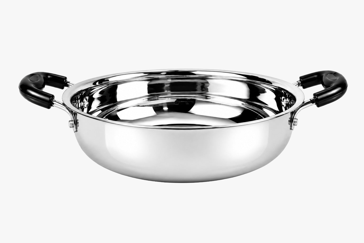 IndiChef Stainless Steel Induction friendly Kadahi with Lid | Heavy Gauge Steel Kadahi | Gas Stove & Induction Friendly | Heavy Bottom Cookware |