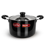 IndiChef Hard Anodised casserole with Lid | Gas Stove & Induction Friendly |Metal Spoon Safe, Riveted Handle, Healthy Cooking, less Oil Use, Easy to Clean