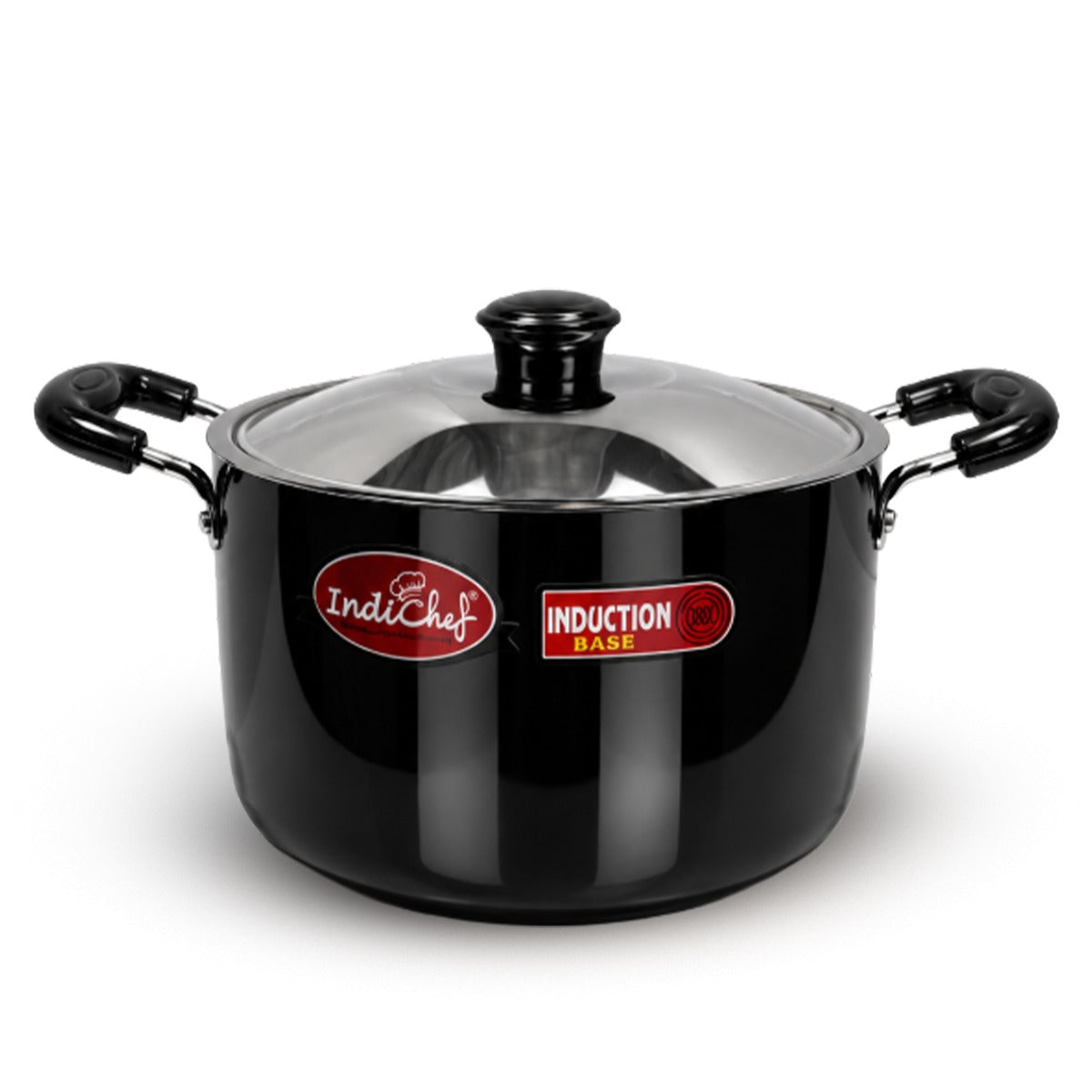 IndiChef Hard Anodised casserole with Lid | Gas Stove & Induction Friendly |Metal Spoon Safe, Riveted Handle, Healthy Cooking, less Oil Use, Easy to Clean