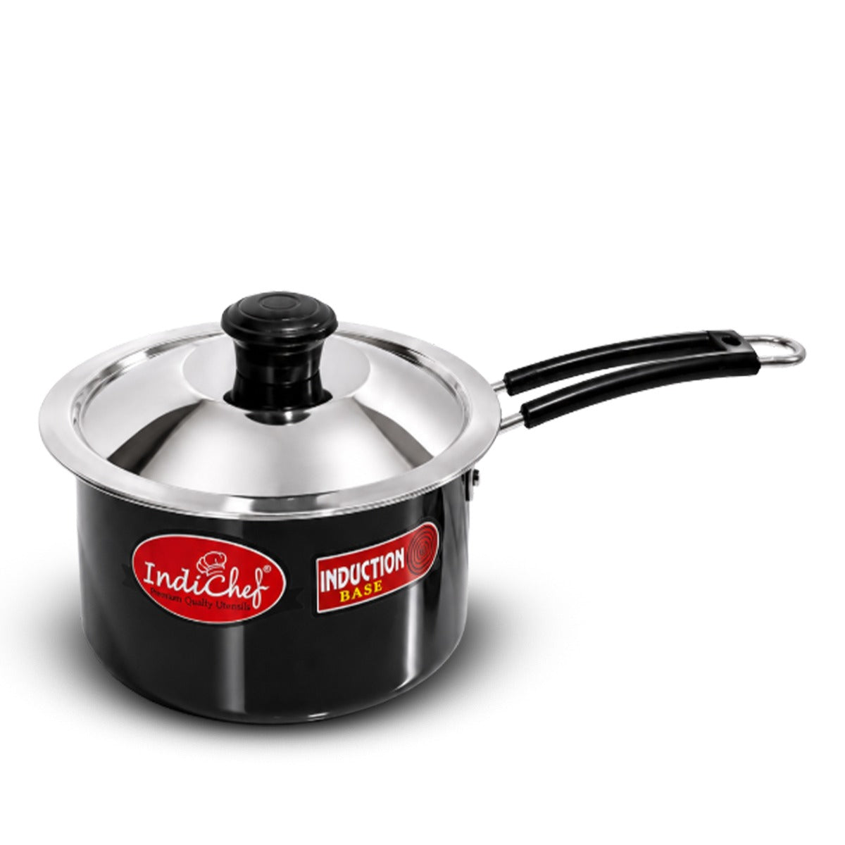 IndiChef Hard Anodised Saucepan Tea pan Milk pan with Lid | Gas Stove & Induction Friendly |Metal Spoon Safe, Riveted Handle, Healthy Cooking, less Oil Use, Easy to Clean |