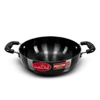 IndiChef Hard Anodised Kadhai with Lid | Gas Stove & Induction Friendly | Metal Spoon Safe | Riveted Handle | Easy to Clean |