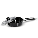 IndiChef Hard Anodised Frypan with Lid | Gas Stove & Induction Friendly |Metal Spoon Safe, Riveted Handle, Healthy Cooking, less Oil Use, Easy to Clean |