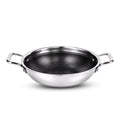 IndiChef Honeycomb triply Stainless Steel kadahi/kadhai with Lid | Heavy-Duty Base for Less-oil, Healthy Cooking | Suitable for Induction & Gas | Durable, Scratch-Resistant Surface | 60 month warranty