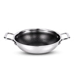 IndiChef Honeycomb triply Stainless Steel kadahi/kadhai with Lid | Heavy-Duty Base for Less-oil, Healthy Cooking | Suitable for Induction & Gas | Durable, Scratch-Resistant Surface | 60 month warranty