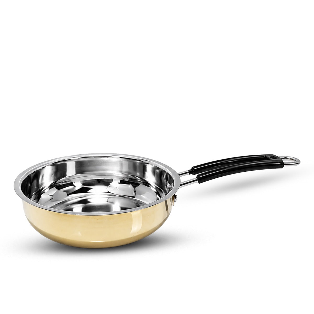 IndiChef Brass Frypan in heavy weight | Gas Stove & Induction Friendly | Insulated Heat-Resistant Handle | Pure Pital/Brass Tea Pan | Chemical-Free