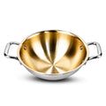 IndiChef Brass Triply Kadahi in heavy weight with Lid | Gas Stove & Induction Friendly | Insulated Heat-Resistant Handle | Pure Pital/Brass Tea Pan with Triply body | Chemical-Free