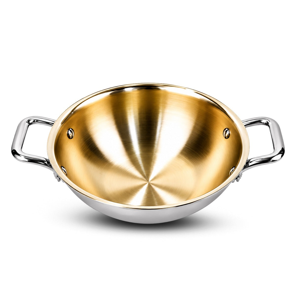 IndiChef Brass Triply Kadahi in heavy weight with Lid | Gas Stove & Induction Friendly | Insulated Heat-Resistant Handle | Pure Pital/Brass Tea Pan with Triply body | Chemical-Free