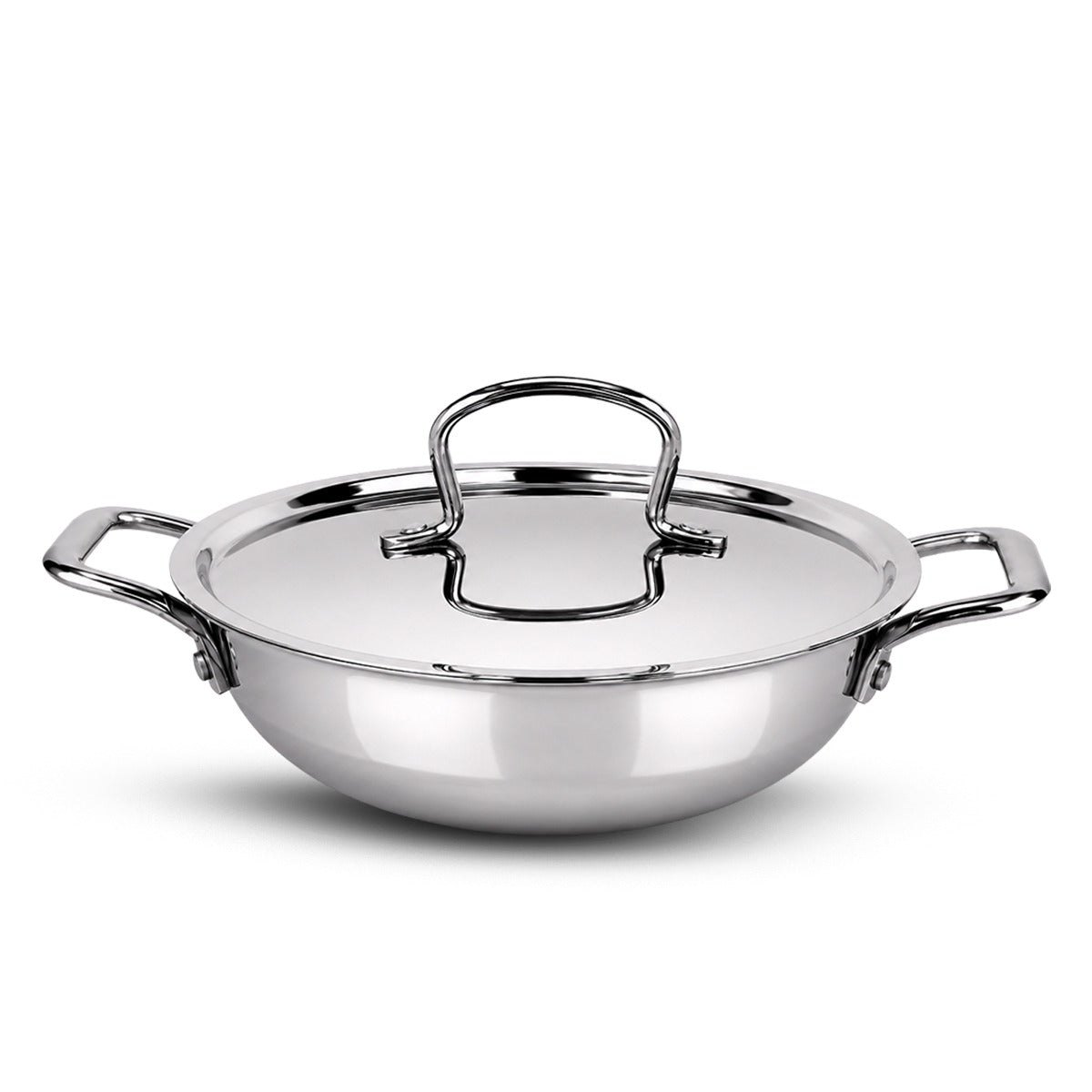 IndiChef Brass Triply Kadahi in heavy weight with Lid | Gas Stove & Induction Friendly | Insulated Heat-Resistant Handle | Pure Pital/Brass Tea Pan with Triply body | Chemical-Free