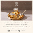 Brass Thaali Set - 20 pieces dinner set (4 Thaali, 8 bowls, 4 glass and 4 spoon)