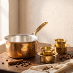 Filter Kaapi Starter Kit (Brass Davara Coffee Set + Brass Saucepan with Insulated Handle)
