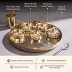 Kansa Dinner Thaali Set (Thaali -13.5") - 8 pieces set (1 pc Thaali, 5 pieces bowls, 1 pc glass, 1 pc spoon)