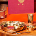 Kansa Dinner Thaali/Plate Set (10.5" Thaali) - 5 pieces (1 Thaali, 2 Bowls, 1 glass and 1 spoon)