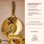 Brass Essentials Combo Set (Brass Roti Tawa with Insulated handle, Brass Ghee Pot, Brass Kadhai with Insulated handles & Glass lid)