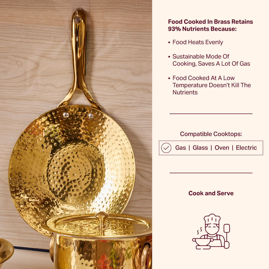 Brass Roti Tawa with Insulated handle And Ghee Pot Combo