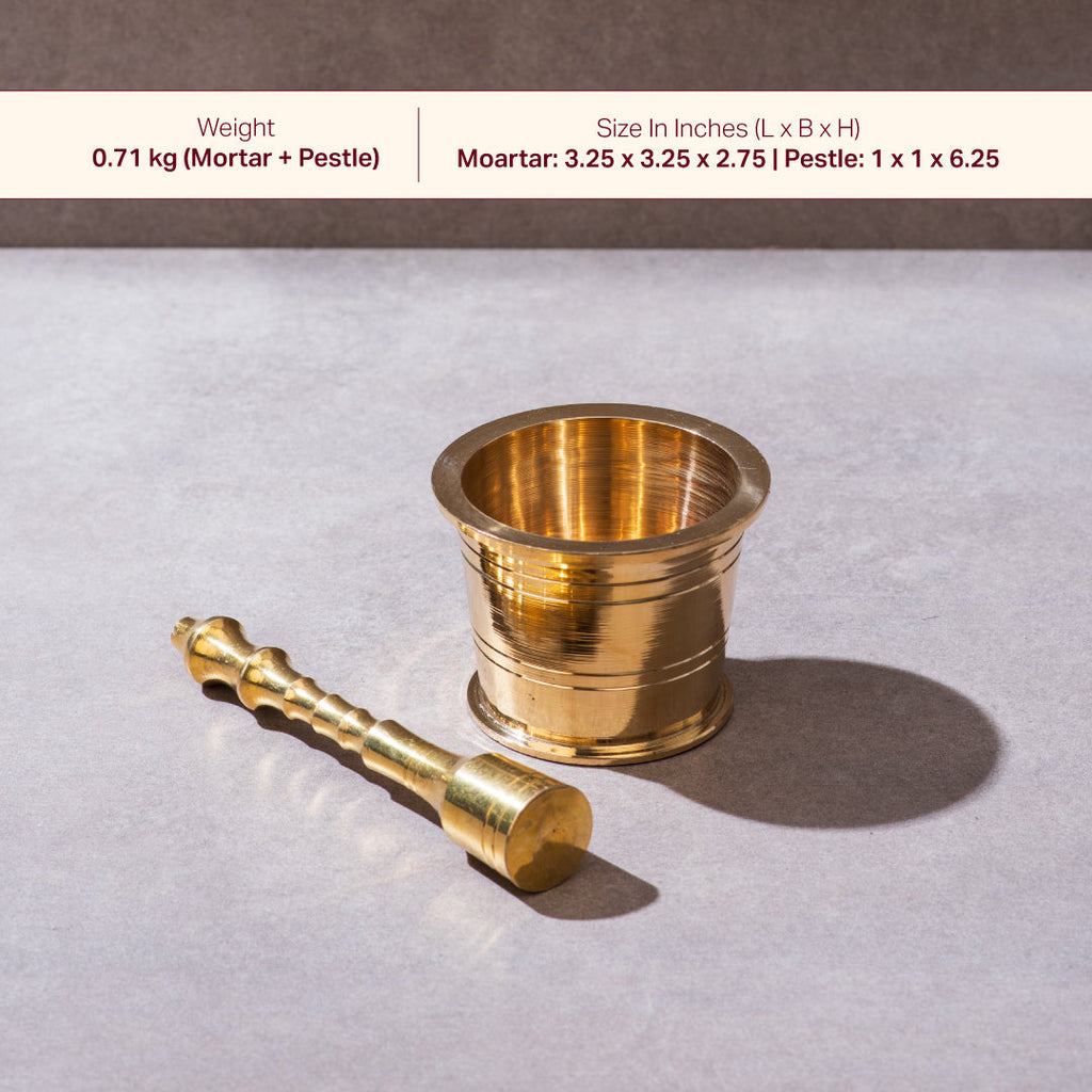 Chai Starter Kit (Brass Saucepan with Insulated handle + Brass Mortar and Pestle)