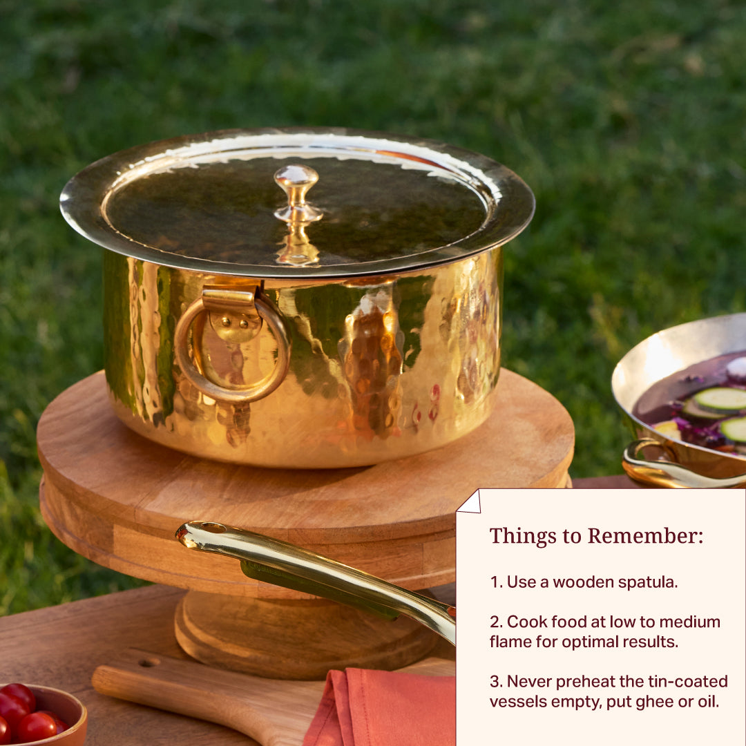 Set of 3 Brass Patilas / Milk Topias (1L, 3L, 5L)